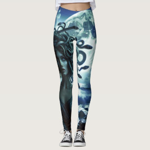 Jonge mooie Medusa bij de Maan & Oceaan Leggings