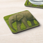 Jonge olifant met voogd in grasreservaat bier onderzetter (Linkerzijde)