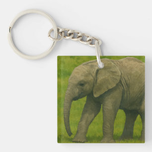 Jonge olifant met voogd in grasreservaat sleutelhanger