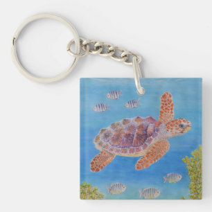 Jonge onechte karetschildpad sleutelhanger