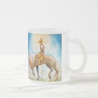 Jonge prins op een paard matglas koffiemok
