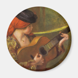 Jonge Spaanse vrouw met een gitaar van Pierre Reno Magneet