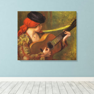 Jonge Spaanse vrouw met gitaar van Pierre Renoir Canvas Afdruk