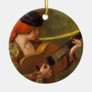 Jonge Spaanse vrouw met gitaar van Pierre Renoir Keramisch Ornament