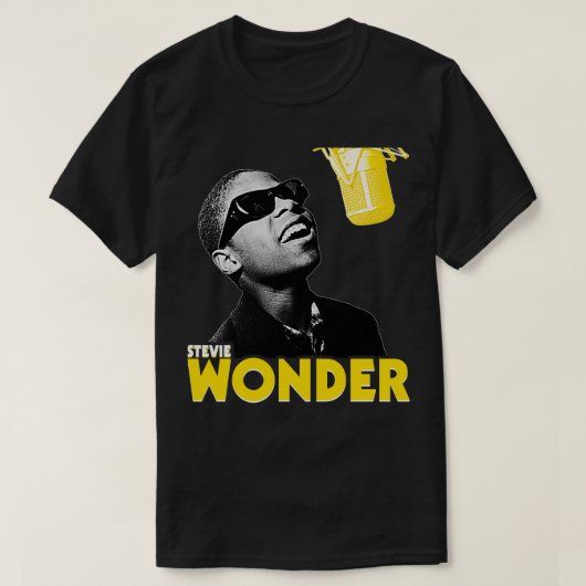 Jonge Stevie Wonder Retro RB Zanger Tribute T-shirt (Design voorkant)