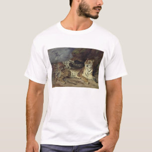 Jonge tijger die met zijn moeder speelt, 1830 (oli t-shirt