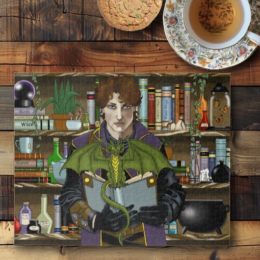 Jonge Tovenaar Fantasy Bibliotheek Boeken Draak Legpuzzel