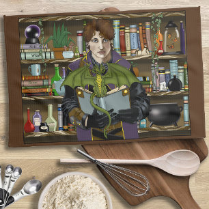 Jonge Tovenaar Fantasy Bibliotheek Boeken Draak Theedoek