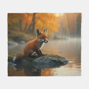 Jonge vos in de herfst fleece deken