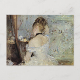 Jonge vrouw bij de spiegel door Berthe Morisot Briefkaart