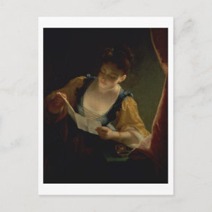 Jonge vrouw die een brief leest (olie op doek) briefkaart