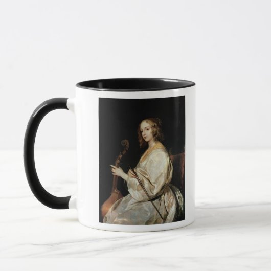 Jonge Vrouw die een Viola da Gamba speelt Mok (Links)