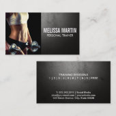 Jonge vrouw die halters vasthoudt visitekaartje (Voorkant / Achterkant)