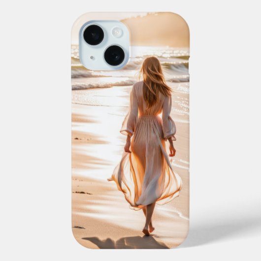 Jonge Vrouw die het Strand lopen Case-Mate iPhone Case (Achterkant)