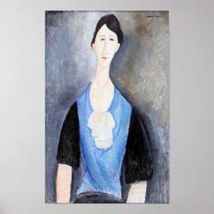 Jonge Vrouw in Blauw, Modigliani Poster