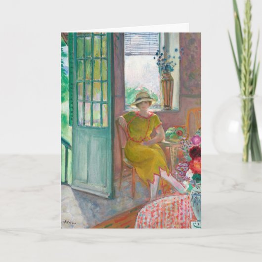 Jonge vrouw in een bloemrijk interieur Henri Lebas Kaart (Voorkant)