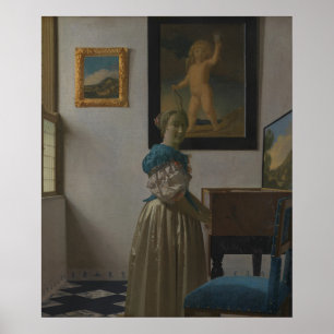 Jonge vrouw in een maagd - Vermeer Poster