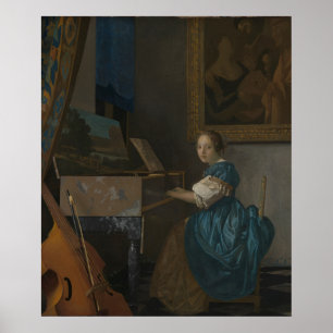 Jonge vrouw in een maagd - Vermeer Poster