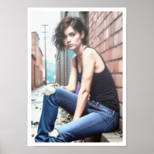 Jonge vrouw in het Westen Poster