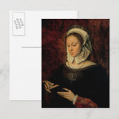 Jonge vrouw Leest een boek van uren (olie op het p Briefkaart (Voorkant / Achterkant)