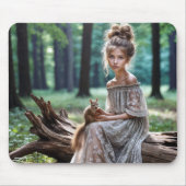 Jonge vrouw met bos eekhoorn muismat (Voorkant)