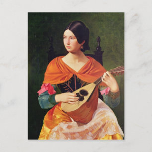 Jonge vrouw met een Mandolin, 1845-47 Briefkaart