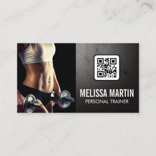 Jonge vrouw met halters   QR-code Visitekaartje