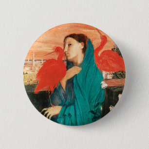 Jonge vrouw met Ibis Fine Art van Edgar Degas Ronde Button 5,7 Cm