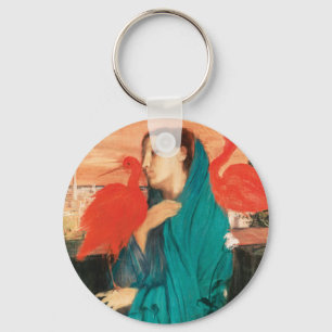 Jonge vrouw met Ibis Fine Art van Edgar Degas Sleutelhanger