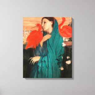 Jonge vrouw met Ibis van Edgar Degas Canvas Afdruk