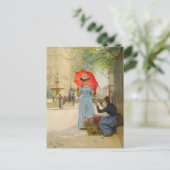 Jonge vrouw met paraplu | Victor Gabriel Gilbert Briefkaart (Staand voorkant)