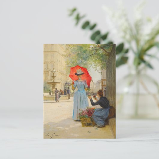 Jonge vrouw met paraplu | Victor Gabriel Gilbert Briefkaart (Staand voorkant)