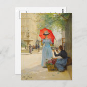 Jonge vrouw met paraplu | Victor Gabriel Gilbert Briefkaart (Voorkant / Achterkant)