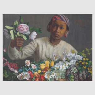 Jonge Vrouw met Pioenen door Frederic Bazille Tissuepapier