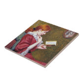 Jonge vrouw met rood haar die een goed boek lezen tegeltje (Zijkant)