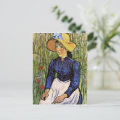 Jonge vrouw met stro Pet Van Gogh Fine Art Briefkaart (Staand voorkant)
