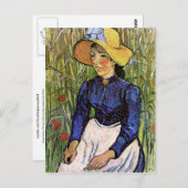 Jonge vrouw met stro Pet Van Gogh Fine Art Briefkaart (Voorkant / Achterkant)