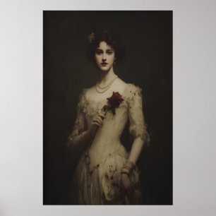 Jonge vrouw met verwelkte roos, gotisch victoriaan poster