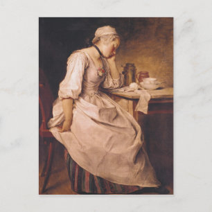 Jonge vrouw slaapt briefkaart