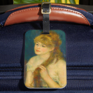 Jonge Vrouw Vlechten Haar Haar Door Renoir Bagagelabel