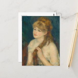 Jonge Vrouw Vlechten Haar Haar Door Renoir Briefkaart