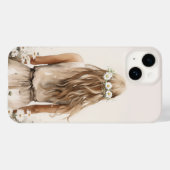Jonge Vrouw Waterverf in Daisy Field Case-Mate iPhone Case (Achterkant (horizontaal))