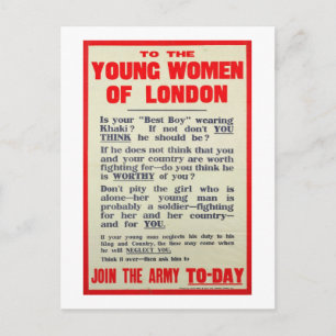 Jonge vrouwen in Londen, poster voor rekrutering, Briefkaart