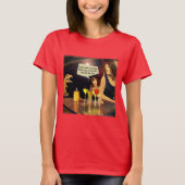 Jonge vrouwen met T-Rex die de nacht uit zijn. T-shirt (Voorkant)