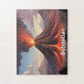 Jonge vulkaanwetenschapper gepersonaliseerd legpuzzel (Verticaal)