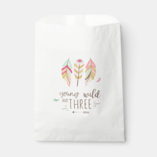Jonge Wild en drie favoriete tas Boho Feathers Bedankzakje