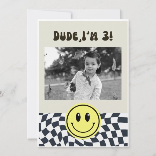 Jonge Wild en Drie Retro Jongens 3e Verjaardag Kaart (Achterkant)