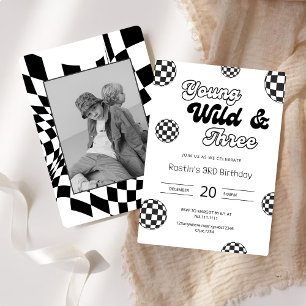 Jonge Wild en Drie Retro Jongens 3e Verjaardag Kaart