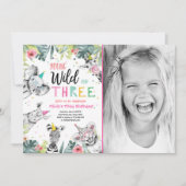 Jonge Wild en Drie Safari Dieren Meisje Verjaardag Kaart (Voorkant)