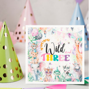 Jonge Wild en Drie Safari Dieren Meisje Verjaardag Servet